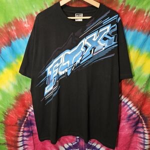 Y2k Fox Black and White Logo Graphic Tee With Blue And Purple Accents sz XXL